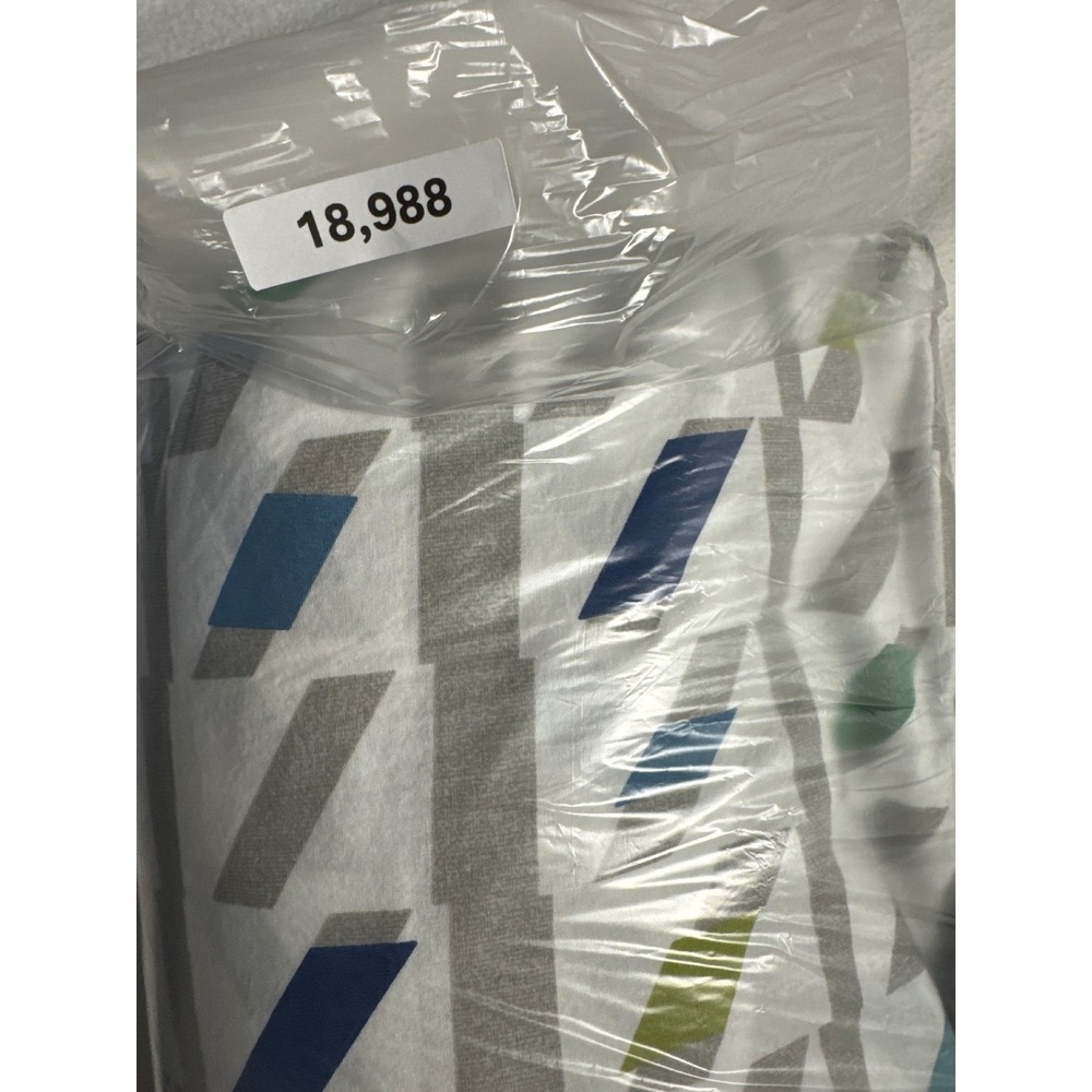 The Company Store Duvet Cover King White Blue Green Geometric Contemporary - Picture 8 of 8